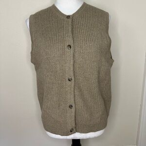 Eddie Bauer wool and alpaca button down crewneck sweater vest .